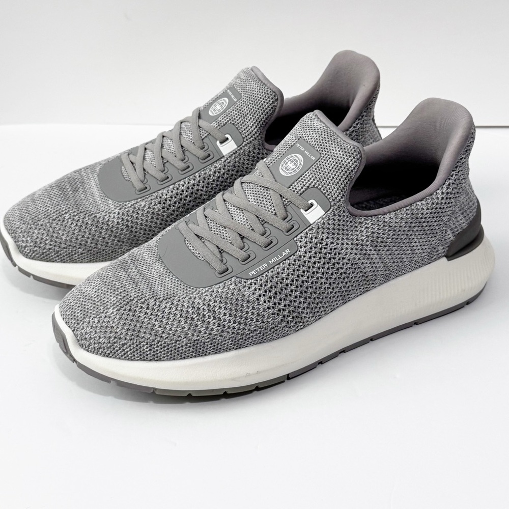 Peter Millar Gray and White Athletic Sneakers